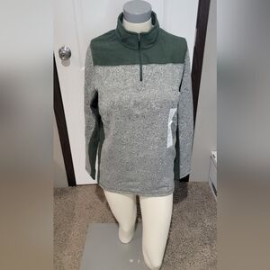 Green and Gray Quarter-Zip Pullover